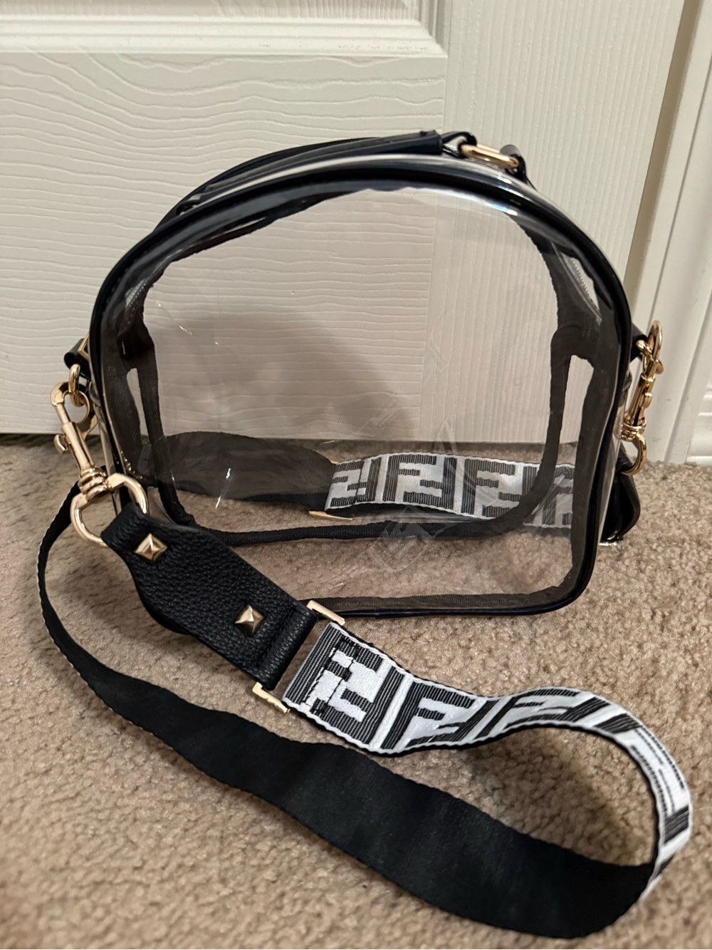 Clear Crossbody Bag with Black Trim - Picture 4 of 9